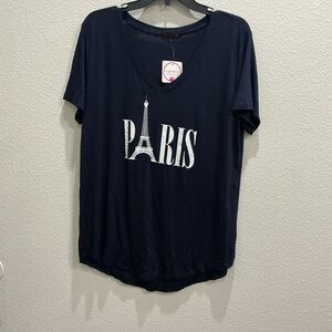 Sheila Rose Paris Graphic Navy Blue Sleep Top